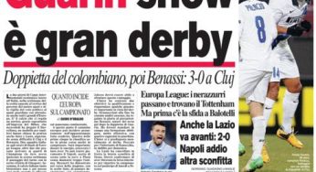 RASSEGNA STAMPA – Le prime pagine dei quotidiani sportivi