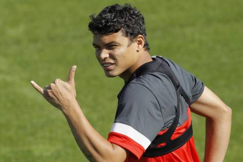 Paris Saint Germain - Thiago Silva e Zlatan Ibrahimovic in allenamento