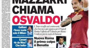 RASSEGNA STAMPA – Le prime pagine dei quotidiani sportivi