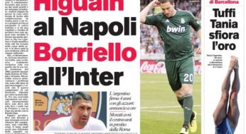 RASSEGNA STAMPA – Le prime pagine dei quotidiani sportivi