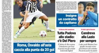 RASSEGNA STAMPA – Le prime pagine dei quotidiani sportivi