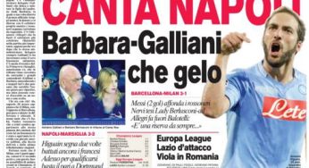 RASSEGNA STAMPA – Le prime pagine dei quotidiani sportivi