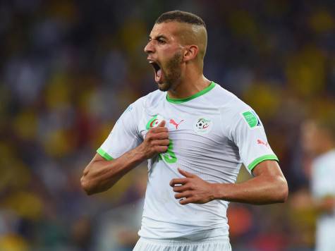 CURITIBA, BRAZIL - JUNE 26:  Islam Slimani of Algeria reacts during the 2014 FIFA World Cup Brazil Group H match between Algeria and Russia at Arena da Baixada on June 26, 2014 in Curitiba, Brazil.  (Photo by Matthias Hangst/Getty Images)