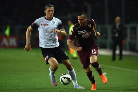 TURIN, ITALY - MAY 31:  Nikola Maksimovic (R) of Torino FC in action during the Serie A match between Torino FC and AC Cesena at Stadio Olimpico di Torino on May 31, 2015 in Turin, Italy.  (Photo by Valerio Pennicino/Getty Images)