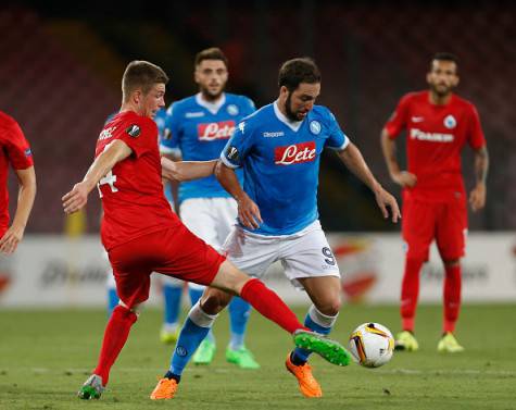 NAPLES, ITALY - 2015/09/17: Gonzalo Higuain of Naples team during the Europa League group D match against Brugge at the San Paolo stadium in Naples. (Photo by Circo de Luca/Pacific Press/LightRocket via Getty Images)