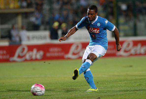 TRENTO, ITALY - JULY 24:  jonathan  De Guzman of SSC Napoli scores  his  team's goal during the pre-season frienldy match between SSC Napoli and Feralpi Salo at Stadio Briamasco on July 24, 2015 in Trento, Italy.  (Photo by Dino Panato/Getty Images)