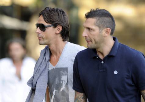 FLORENCE, ITALY - OCTOBER 08:  Filippo Inzaghi (L) and Marco Materazzi attend UEFA Pro Licence Master at Coverciano on October 8, 2012 in Florence, Italy.  (Photo by Claudio Villa/Getty Images)