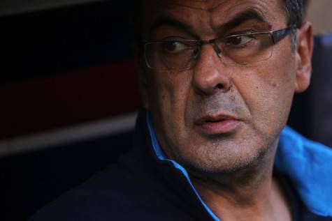 Napoli's coach Maurizio Sarri looks on before the Italian Serie A football match Genoa Vs Napoli on November 1, 2015 at the Luigi Ferraris Stadium in Genoa.  AFP PHOTO / MARCO BERTORELLO        (Photo credit should read MARCO BERTORELLO/AFP/Getty Images)