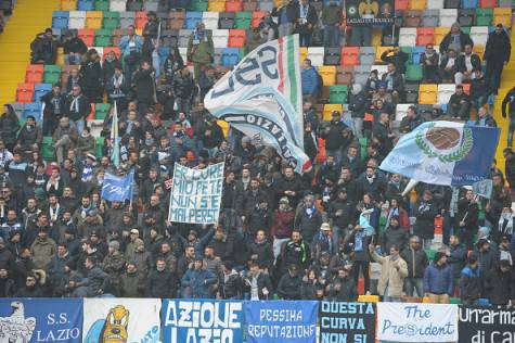 UDINE, ITALY - JANUARY 31: Lazio fans shows their support during the Serie A match between Udinese Calcio and SS Lazio at Dacia Arena on January 31, 2016 in Udine, Italy. (Photo by Dino Panato/Getty Images)