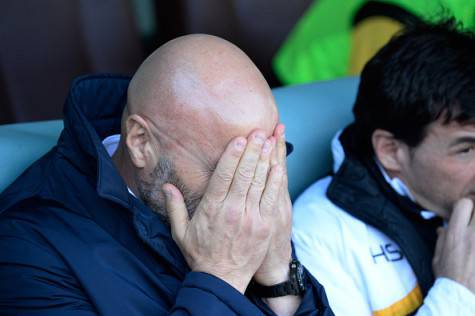 UDINE, ITALY - MARCH 13: Head coach of Udinese Stefano Colantuono shows his dejection during the Serie A match between Udinese Calcio and AS Roma at Stadio Friuli on March 13, 2016 in Udine, Italy. (Photo by Dino Panato/Getty Images)