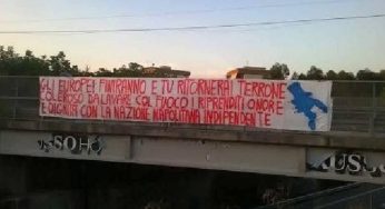 FOTO – Striscione nel napoletano: “Gli Europei finiranno e tornerai terrone”
