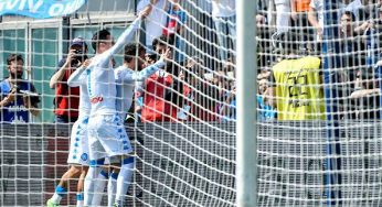 Sassuolo-Napoli, Mertens segna e il figlio di Cannavaro esulta