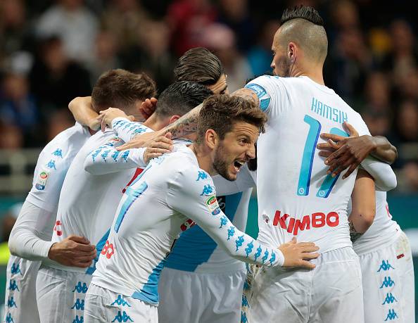 Giocatori del Napoli esultanto nel match con l'Inter © Getty Images