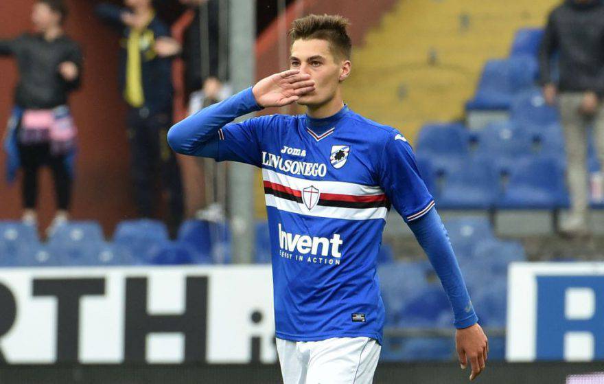 Patrick Schick esulta con la Sampdoria ©Getty