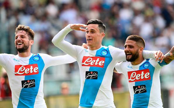 Mertens, Callejon e Insigne esultano col Napoli © Getty Images