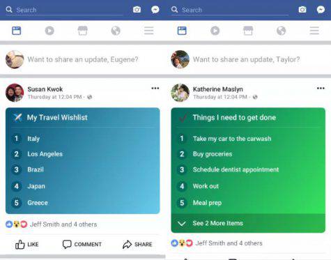 Facebook List: nuova funzione per gli status