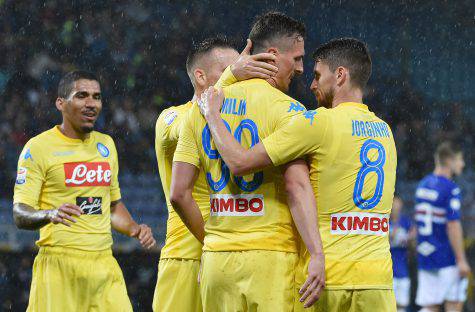 Sampdoria Napoli esultanza Milik