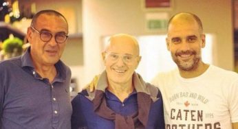 Sarri in compagnia di Guardiola e Sacchi