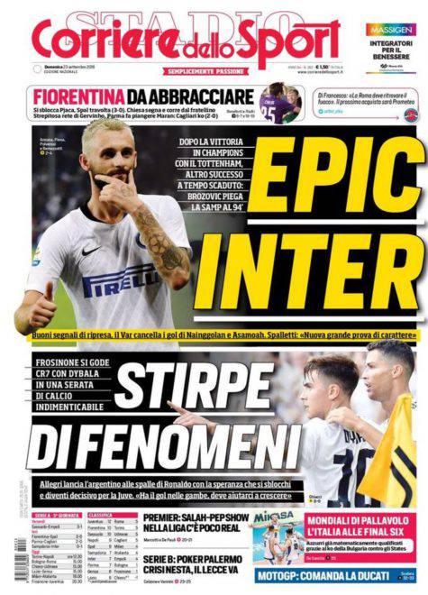 Corriere dello Sport Prima Pagina 23 settembre 2018