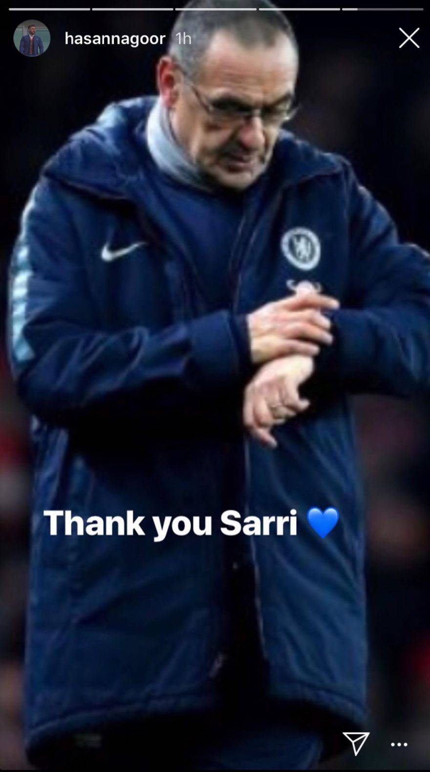 Sarri, la stories di Hasan Nagoor, azionista del Chelsea.