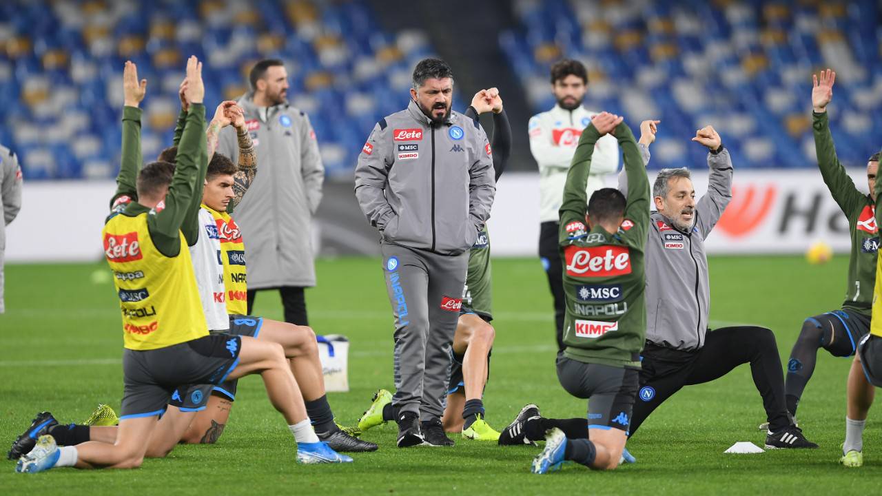 Gattuso riscaldamento Napoli