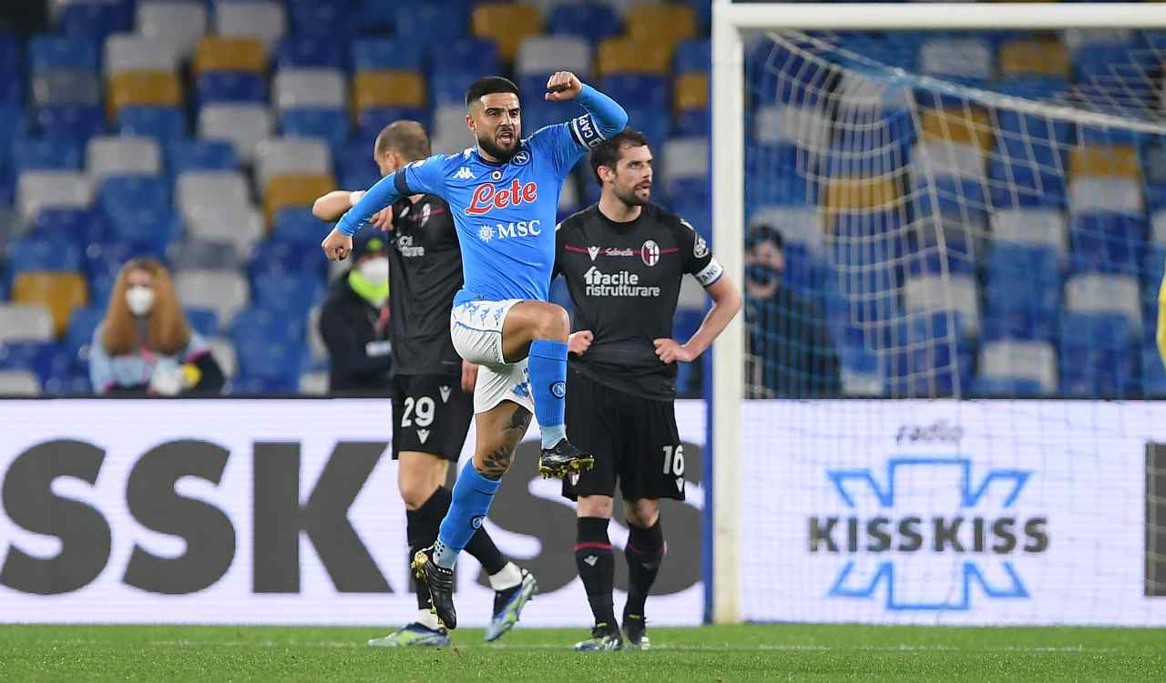 Insigne esultanza Napoli Bologna