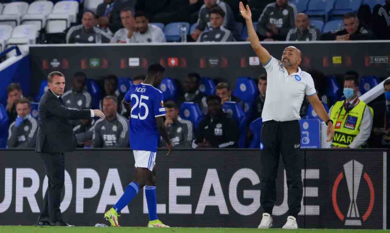 Spalletti durante Leicester-Napoli