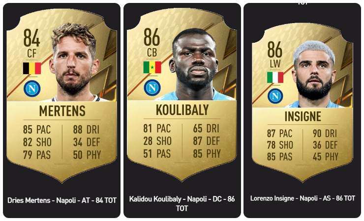 Mertens, Koulibaly e Insigne su FIFA 22 