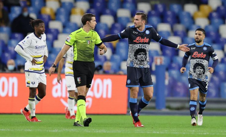 Fabian Ruiz e l'arbitro di Napoli-Verona 