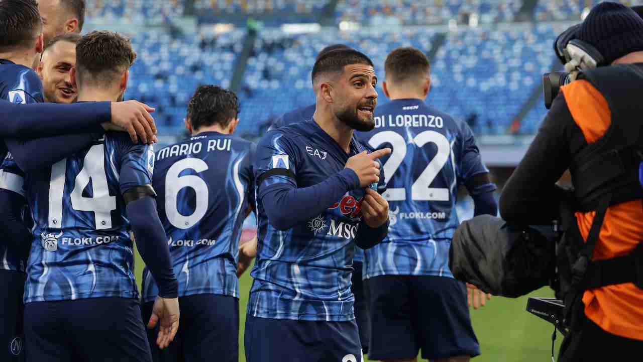 Insigne esulta dopo il goal contro la Salernitana