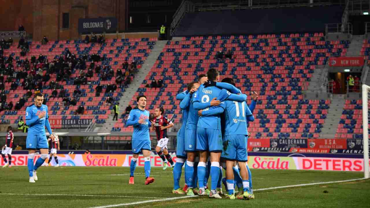 I calciatori del Napoli festeggiano