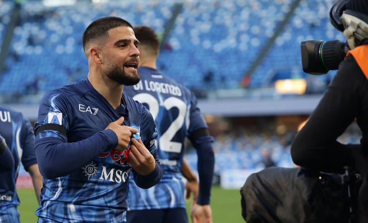 Insigne e l'esultanza al gol in Napoli-Salernitan