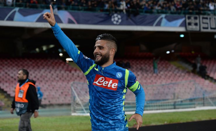 Insigne e l'esultanza al gol al Liverpool (LaPresse)