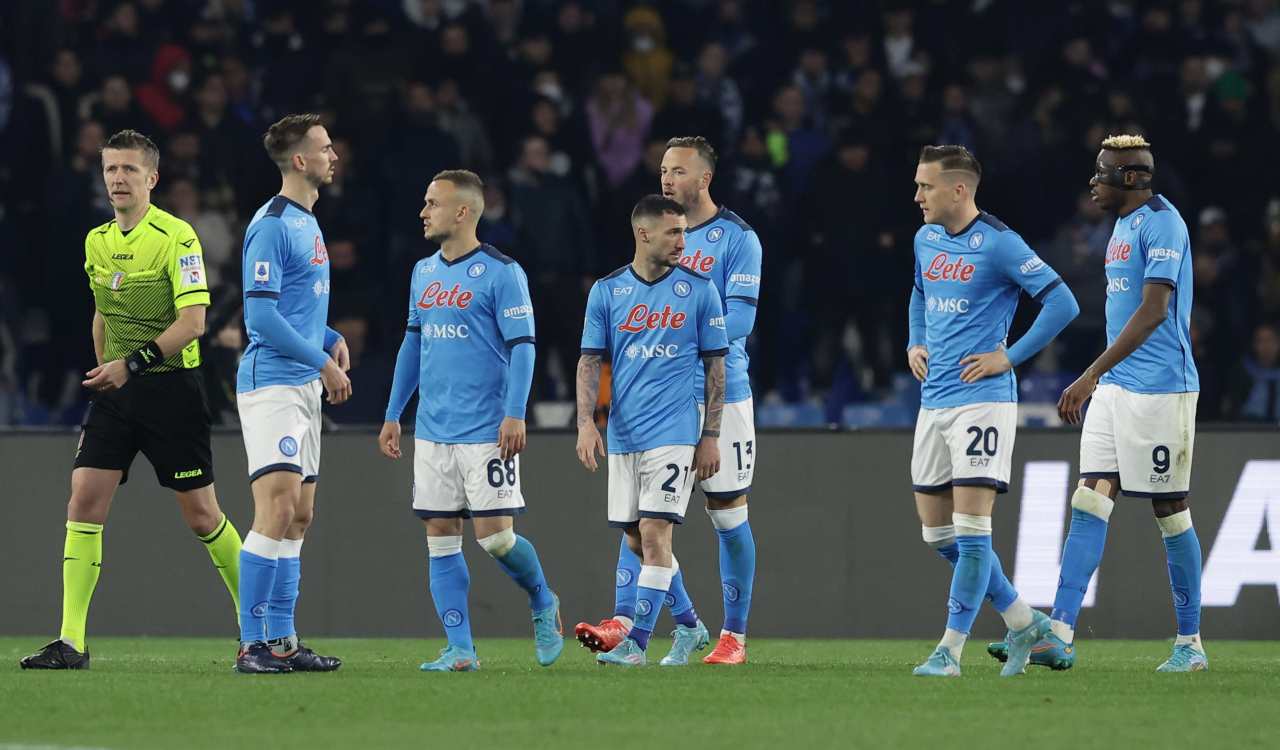 I giocatori del Napoli contro il Milan