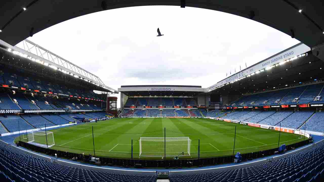 L'Ibrox Stadium di Glascow dove si giocherà Rangers-Napoli di Champions League