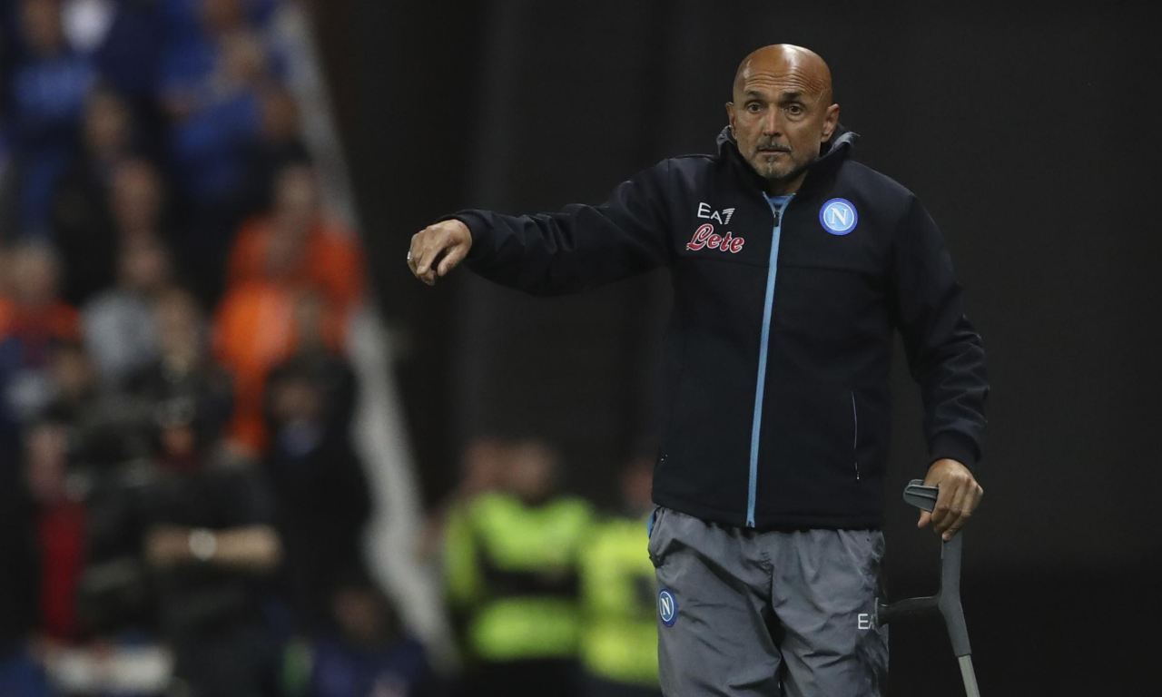 Spalletti nel corso della gara tra Rangers e Napoli 