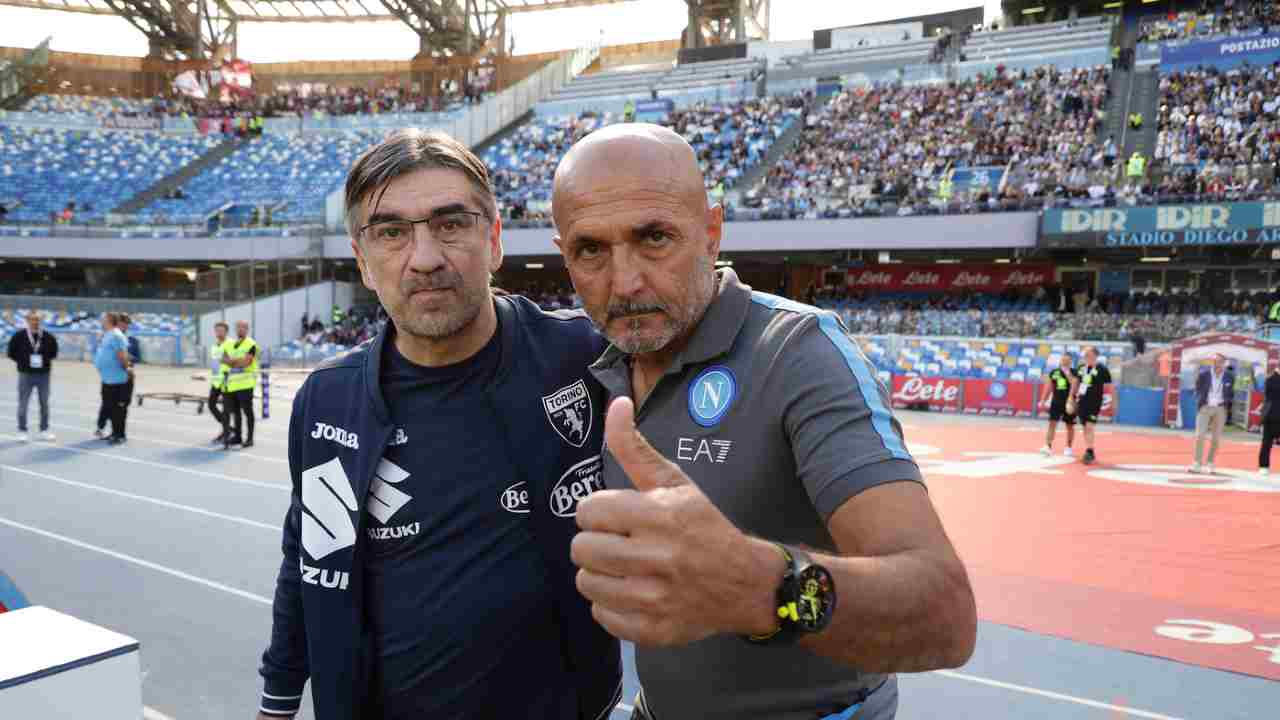 Juric e Spalletti nel pre-gara di Napoli-Torino