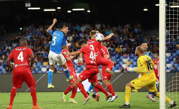 Kim Min-Jae in gol sugli sviluppi di un corner in Napoli-Monza
