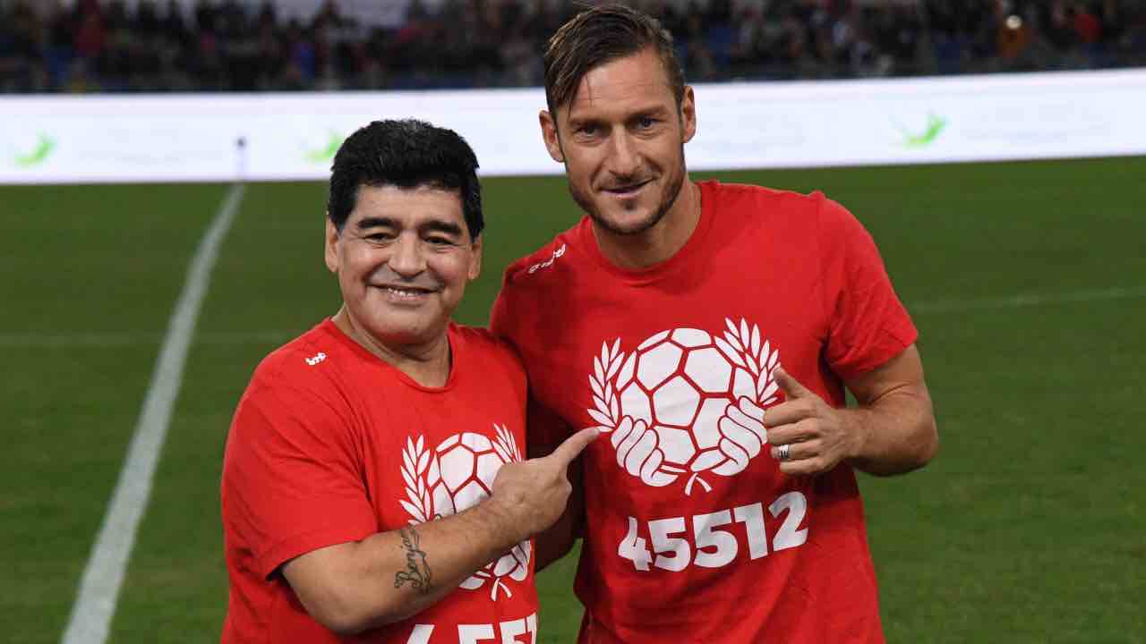 Francesco Totti e Diego Armando Maradona