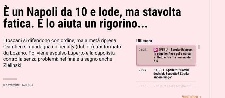 La Gazzetta dello Sport sul rigore in Napoli-Empoli