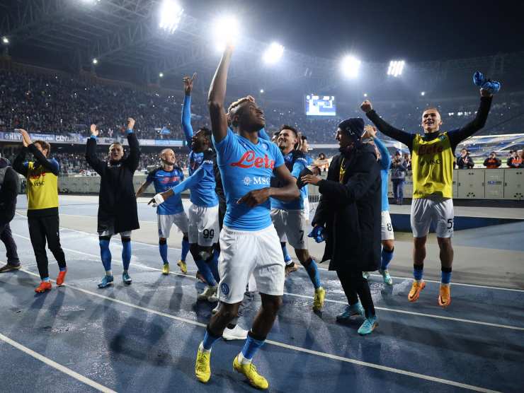 I giocatori del Napoli in festa