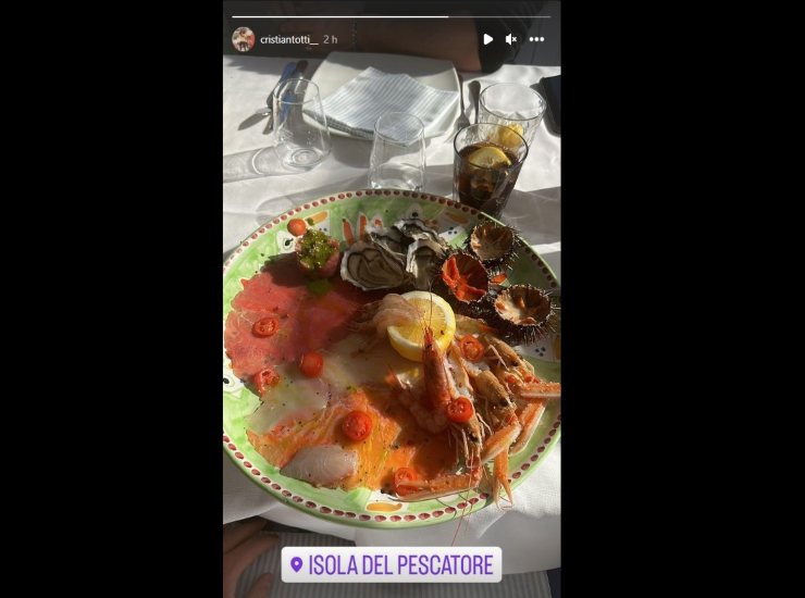 Il piatto di mare gustato da Cristian Totti