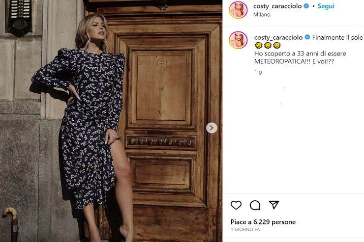 Costanza Caracciolo, eleganza sensuale e irresistibile come sempre: il nuovo scatto è da urlo (foto da Instagram) - Napolicalciolive.com