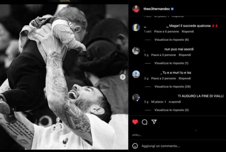 Insulti social Theo Hernandez figlio