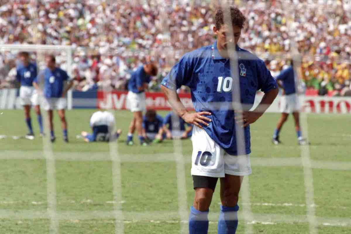 Roberto Baggio dopo il rigore sbagliato nel 1994
