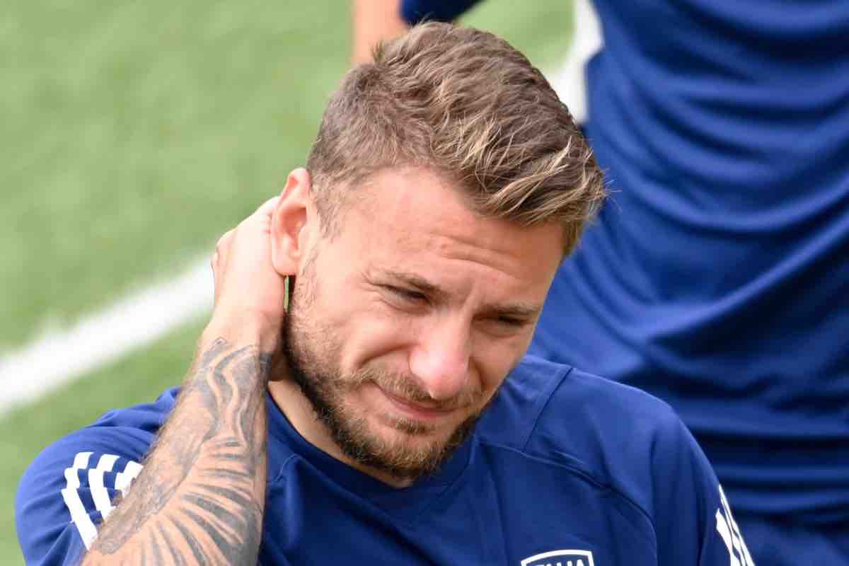 Ciro Immobile durante l'allenamento in nazionale 