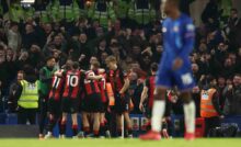 Il Bournemouth esulta dopo un gol