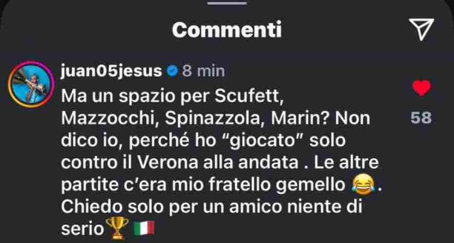 Juan Jesus post Lega Serie A