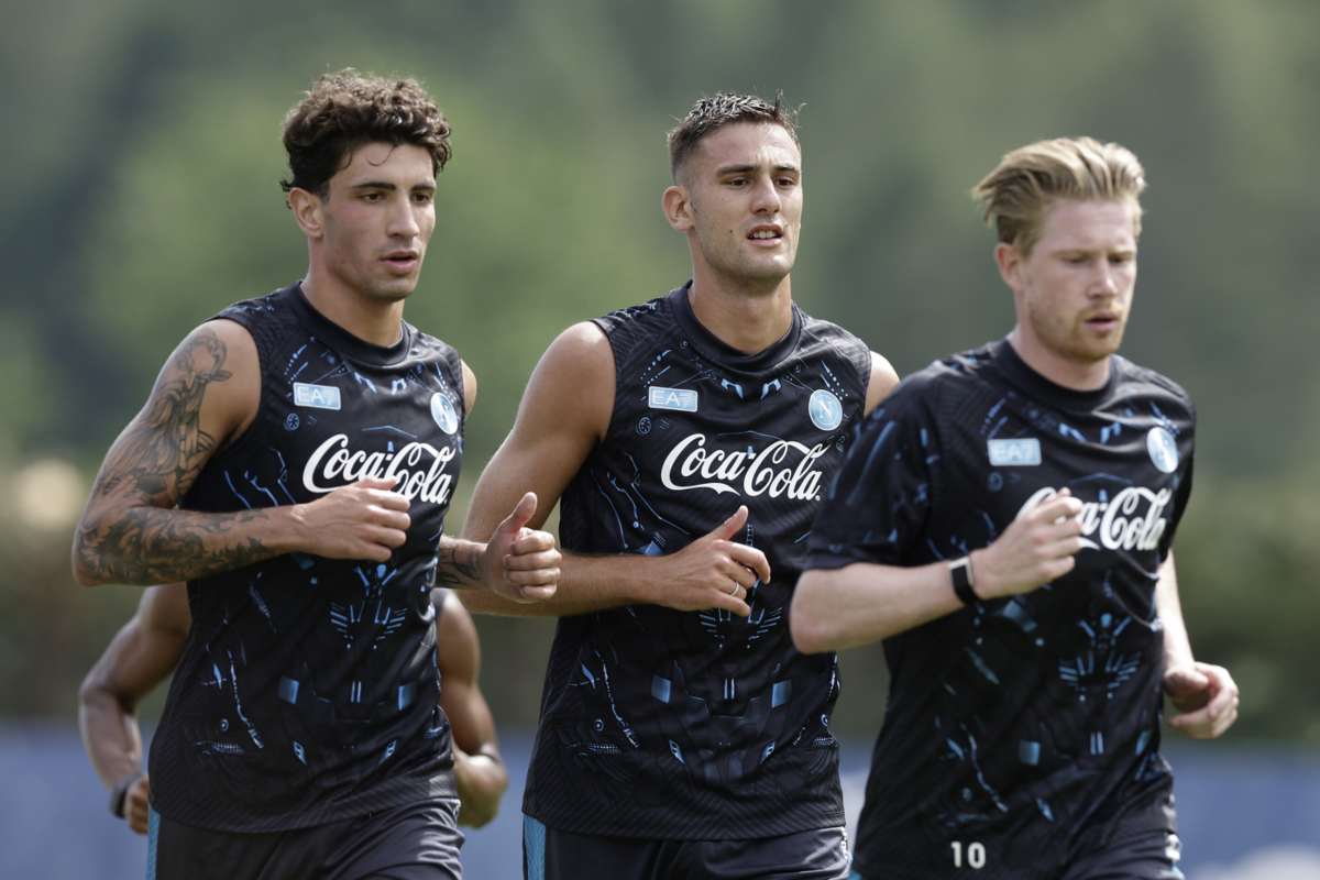 Marianucci durante l'allenamento del Napoli