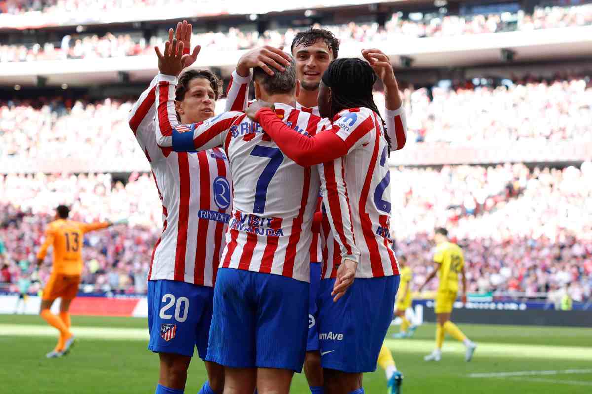 I calciatori dell'Atletico Madrid esultano